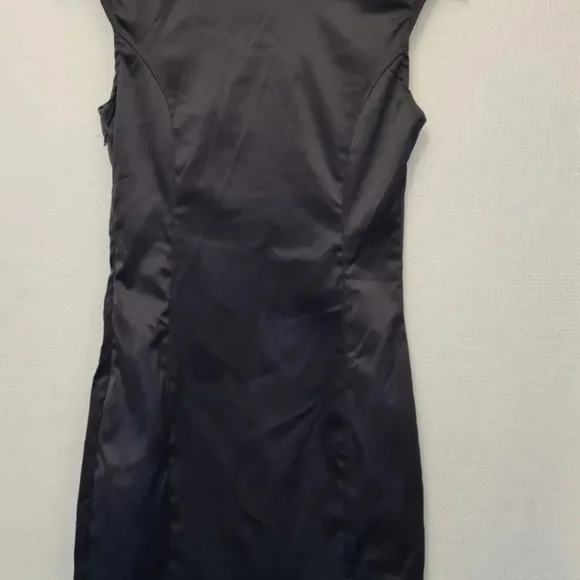 Y2K Jane Norman black satin oriental dress size 10 pencil wiggle vintage floral - Picture 7 of 12